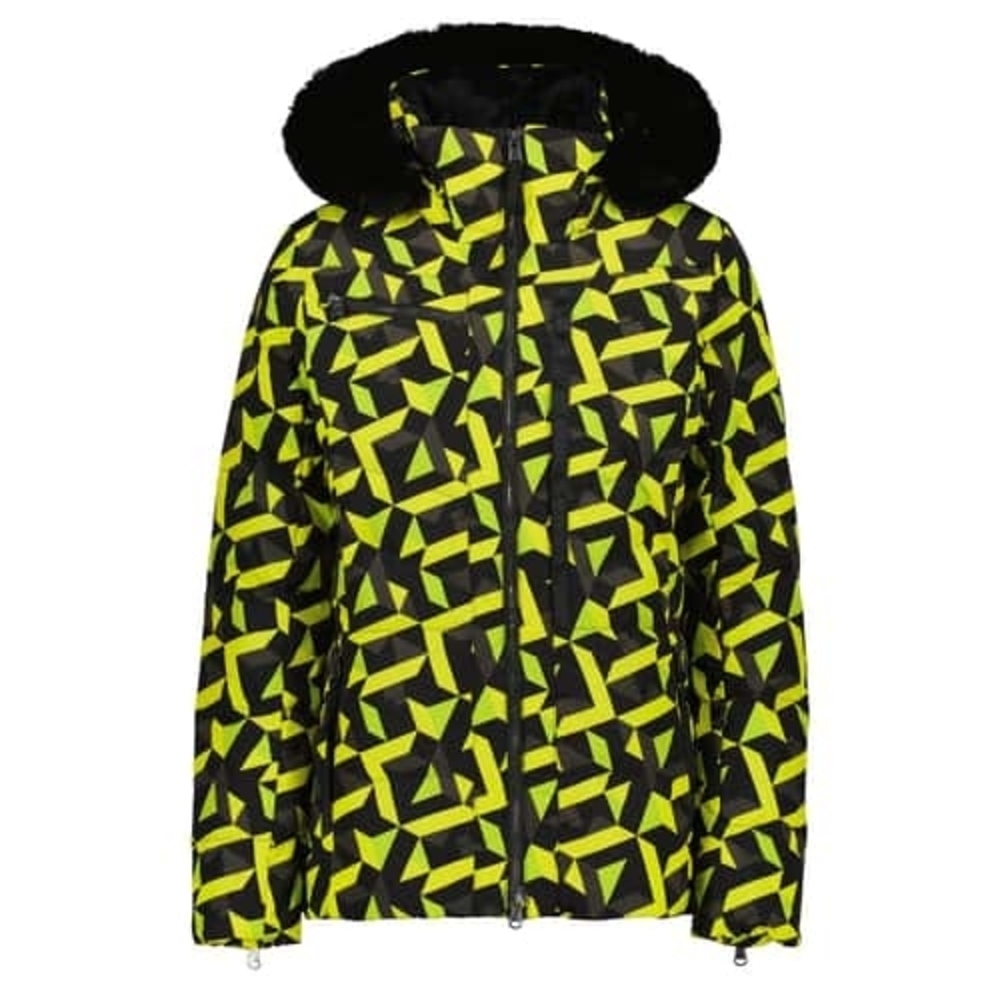 Obermeyer Womens Black and Yellow Geometric Ski Jacket Size 10